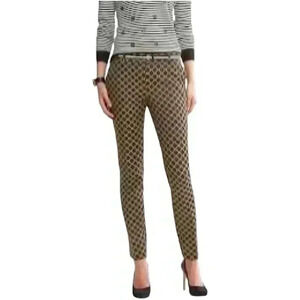 Banana Republic Camden-Fit Jacquard Ankle Pant Beige Black Straight Women's 10